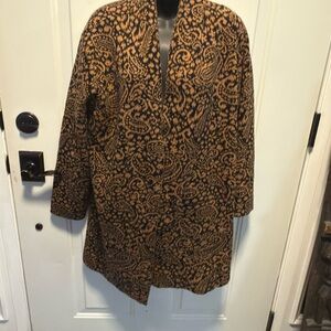 Ruby Rd. Black and Gold Paisley Women's Pea Coat